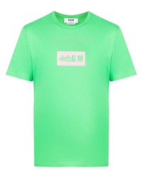 T-shirt girocollo stampata verde di MSGM