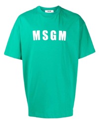 T-shirt girocollo stampata verde di MSGM