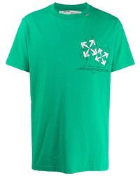 T-shirt girocollo stampata verde di Off-White