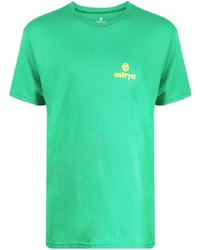 T-shirt girocollo stampata verde di Ostrya