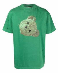 T-shirt girocollo stampata verde di Palm Angels