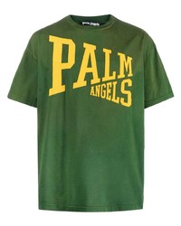 T-shirt girocollo stampata verde di Palm Angels