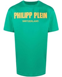 T-shirt girocollo stampata verde di Philipp Plein