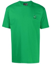 T-shirt girocollo stampata verde di Raf Simons X Fred Perry
