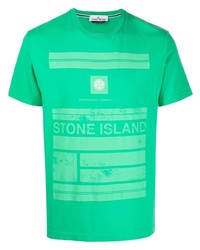 T-shirt girocollo stampata verde di Stone Island