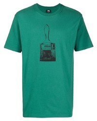 T-shirt girocollo stampata verde di Stussy