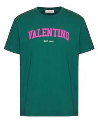 T-shirt girocollo stampata verde di Valentino