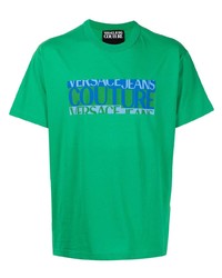 T-shirt girocollo stampata verde di VERSACE JEANS COUTURE