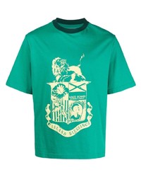 T-shirt girocollo stampata verde di Wales Bonner