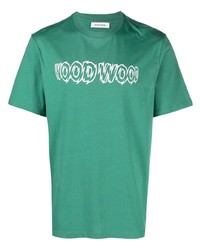 T-shirt girocollo stampata verde di Wood Wood