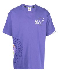 T-shirt girocollo stampata viola chiaro di AAPE BY A BATHING APE