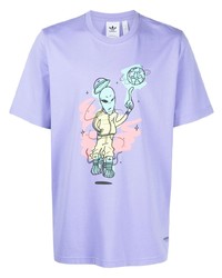T-shirt girocollo stampata viola chiaro di adidas