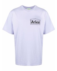T-shirt girocollo stampata viola chiaro di Aries