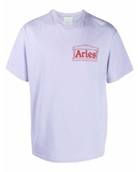 T-shirt girocollo stampata viola chiaro di Aries