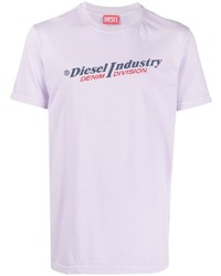 T-shirt girocollo stampata viola chiaro di Diesel