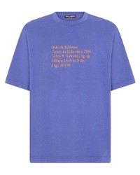 T-shirt girocollo stampata viola chiaro di Dolce & Gabbana