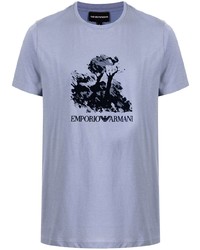 T-shirt girocollo stampata viola chiaro di Emporio Armani