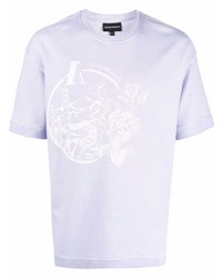 T-shirt girocollo stampata viola chiaro di Emporio Armani