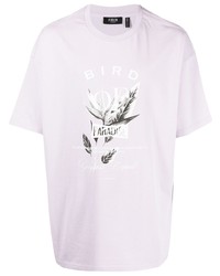 T-shirt girocollo stampata viola chiaro di FIVE CM