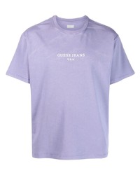 T-shirt girocollo stampata viola chiaro di GUESS USA