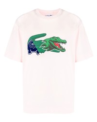 T-shirt girocollo stampata viola chiaro di Lacoste