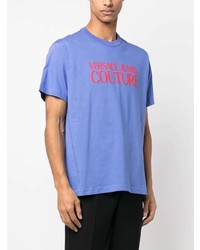 T-shirt girocollo stampata viola chiaro di VERSACE JEANS COUTURE