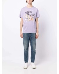 T-shirt girocollo stampata viola chiaro di MAISON KITSUNÉ