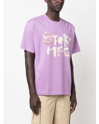 T-shirt girocollo stampata viola chiaro di Story Mfg.