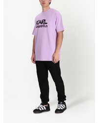 T-shirt girocollo stampata viola chiaro di Karl Lagerfeld