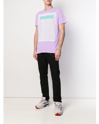 T-shirt girocollo stampata viola chiaro di DSQUARED2