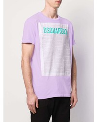 T-shirt girocollo stampata viola chiaro di DSQUARED2