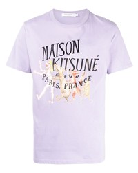 T-shirt girocollo stampata viola chiaro di MAISON KITSUNÉ