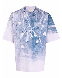 T-shirt girocollo stampata viola chiaro di Marni