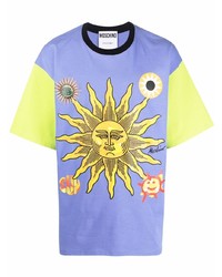 T-shirt girocollo stampata viola chiaro di Moschino