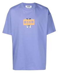 T-shirt girocollo stampata viola chiaro di MSGM