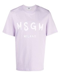 T-shirt girocollo stampata viola chiaro di MSGM