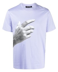 T-shirt girocollo stampata viola chiaro di Neil Barrett