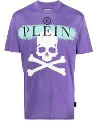 T-shirt girocollo stampata viola chiaro di Philipp Plein