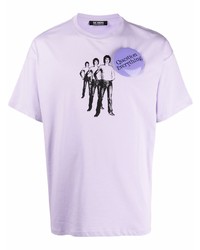 T-shirt girocollo stampata viola chiaro di Raf Simons