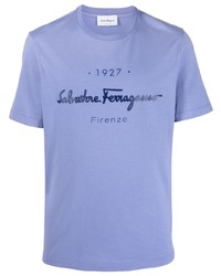T-shirt girocollo stampata viola chiaro di Salvatore Ferragamo