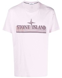 T-shirt girocollo stampata viola chiaro di Stone Island