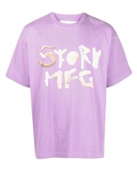 T-shirt girocollo stampata viola chiaro di Story Mfg.