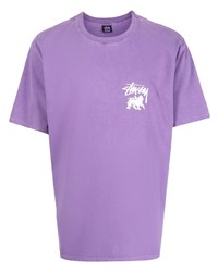 T-shirt girocollo stampata viola chiaro di Stussy