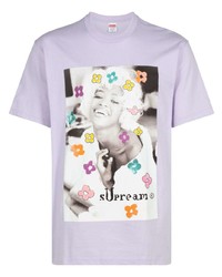 T-shirt girocollo stampata viola chiaro di Supreme
