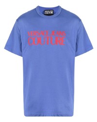 T-shirt girocollo stampata viola chiaro di VERSACE JEANS COUTURE