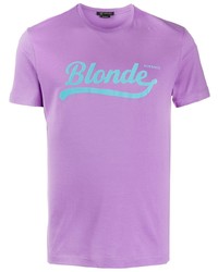 T-shirt girocollo stampata viola chiaro di Versace