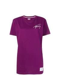T-shirt girocollo stampata viola melanzana