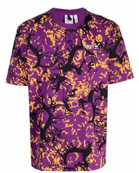 T-shirt girocollo stampata viola melanzana di adidas