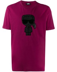 T-shirt girocollo stampata viola melanzana di Karl Lagerfeld