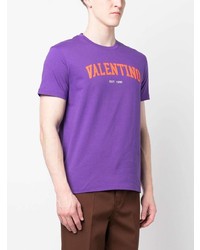 T-shirt girocollo stampata viola melanzana di Valentino